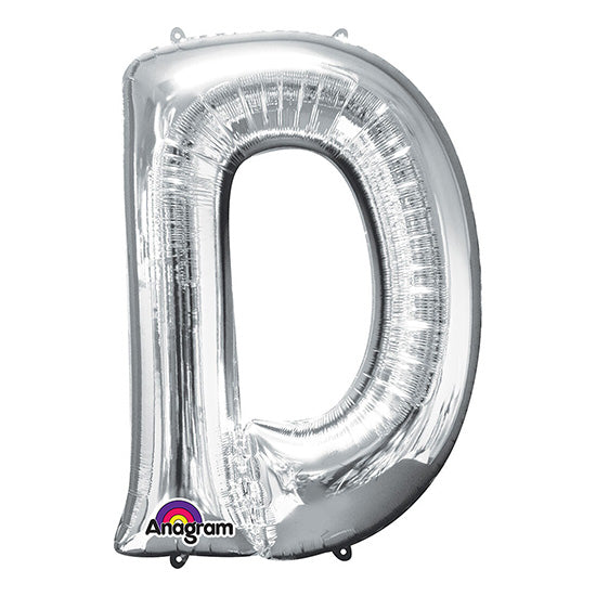 Letter D Silver 33in Metallic Balloon