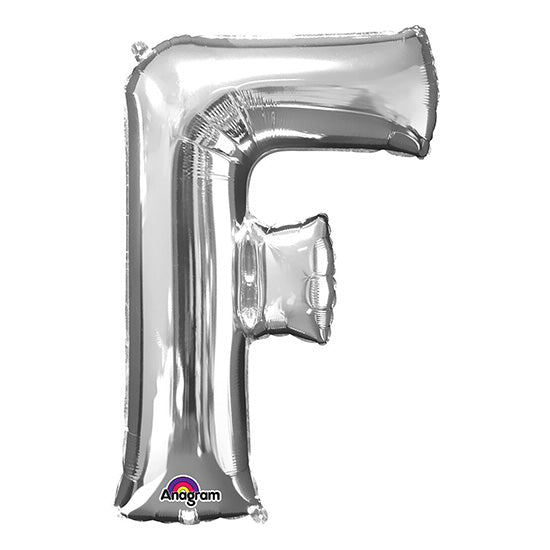 Letter F Silver 33in Metallic Balloon