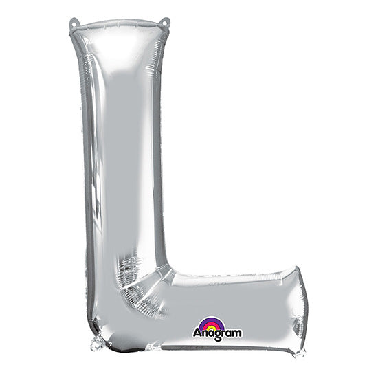 Letter L Silver 33in Metallic Balloon