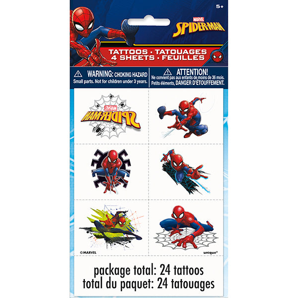 Spider-Man Tattoo Sheets (24 Tattoos)