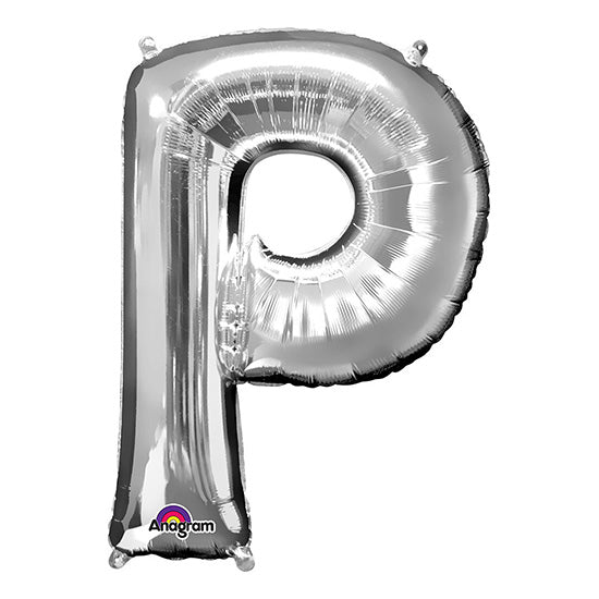 Letter P Silver 33in Metallic Balloon
