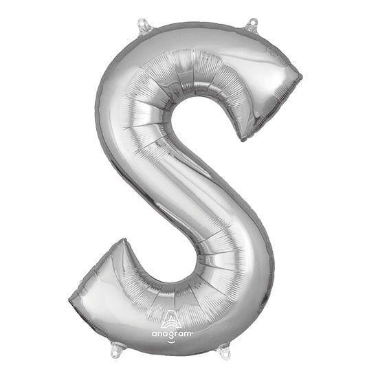 Letter S Silver 33in Metallic Balloon