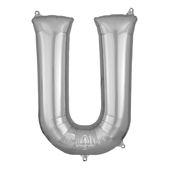Letter U Silver 33in Metallic Balloon