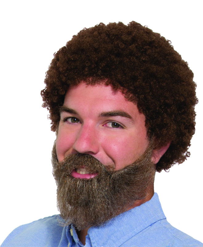 Wig & Beard with Moustache 80's Set Bob Ross Painter