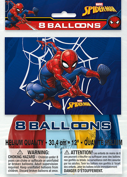 Spider-Man 12in Latex Balloons 8ct