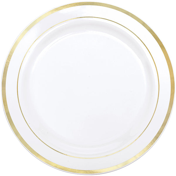 Gold Trim Premium 10 1/4in Round Plastic Plates 20ct