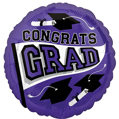 Congrats Grad Graduation 18in Metallic Balloon Purple