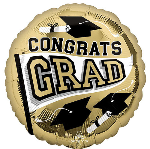 Congrats Grad Graduation 18in Metallic Balloon Gold