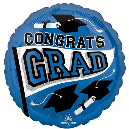 Congrats Grad Graduation 18in Metallic Balloon Blue