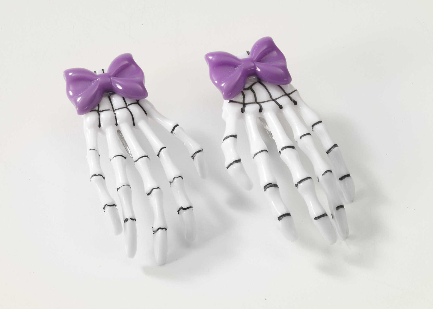 Skeleton Hands with Bow Hair Clips
