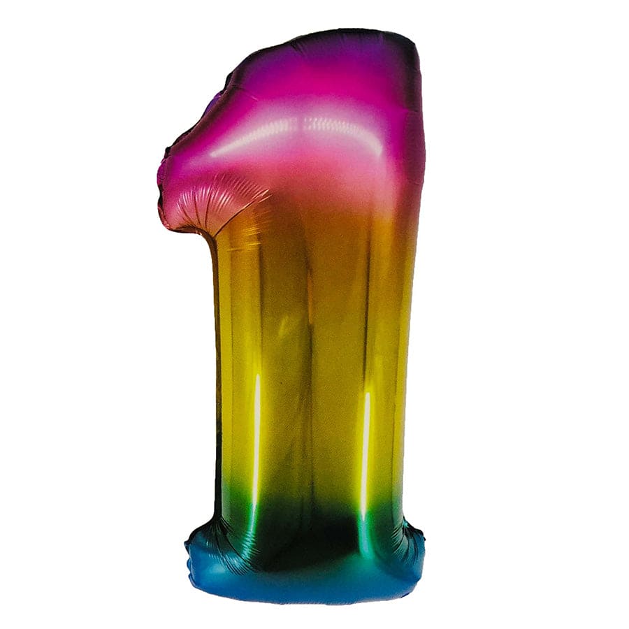 40in Number 1 Rainbow Mylar Balloon