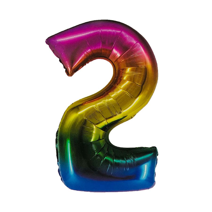 40in Number 2 Rainbow Mylar Balloon