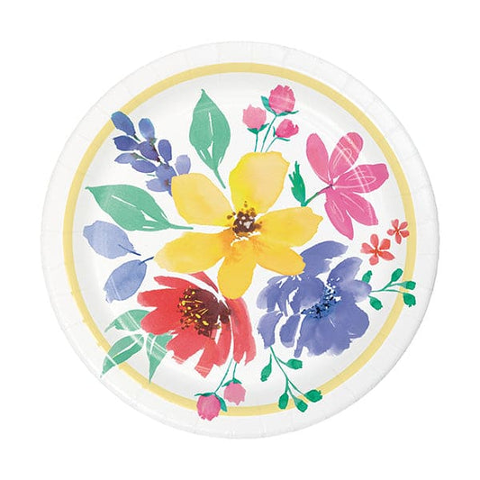 Fragrant Flowers 7in Round Luncheon Paper Plates 8ct
