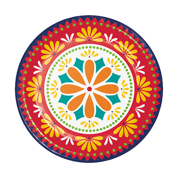 Fiesta Pottery 7in Round Luncheon Paper Plates 8ct