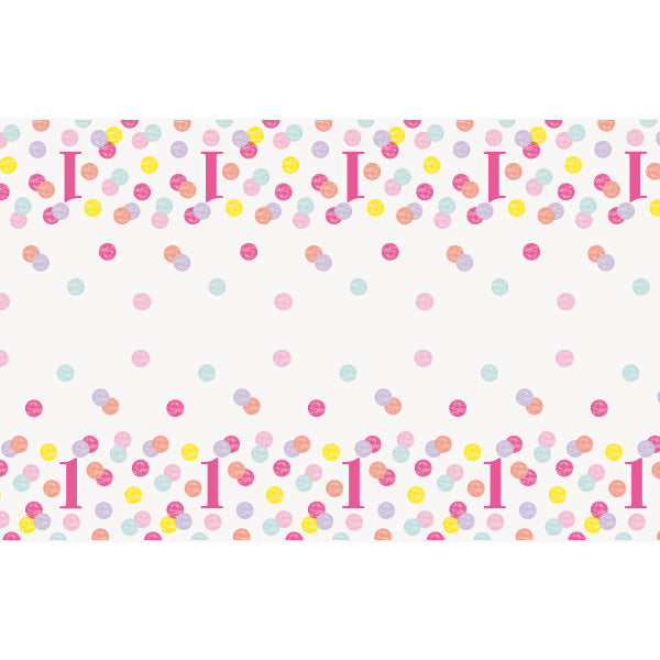 First Birthday Pink Dots 54in x 84in Plastic Table cover
