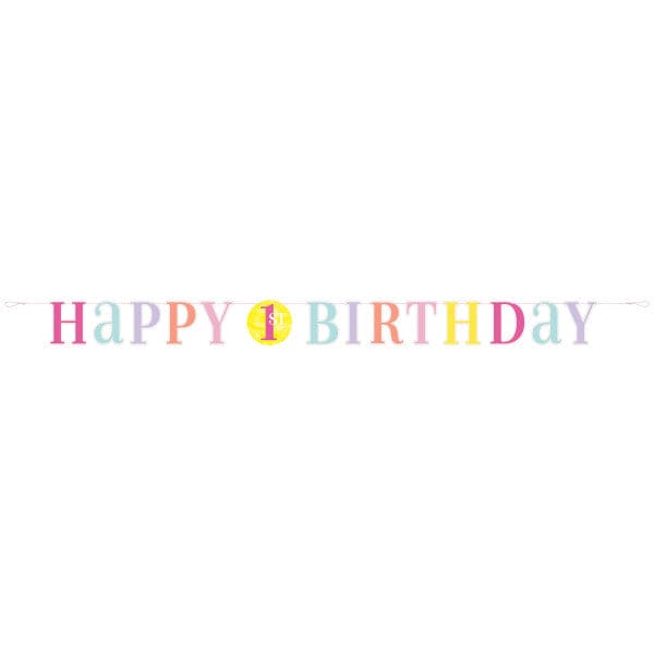 Pink Dots First Birthday 6ft Letter Banner