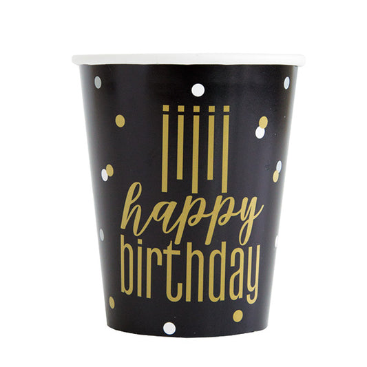 Metallic Happy Birthday 9oz Paper Cups 8ct