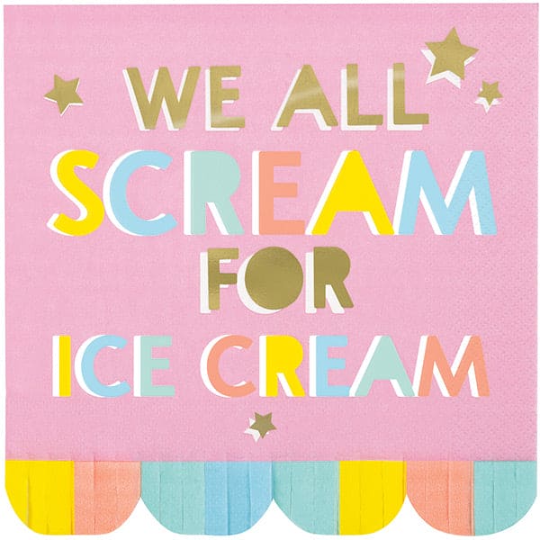 Pastel Ice Cream Shaped Fringe Luncheon Napkins 16 Ct