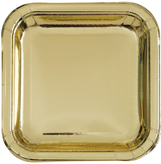 Gold Foil 7in Square Luncheon Plates 8ct