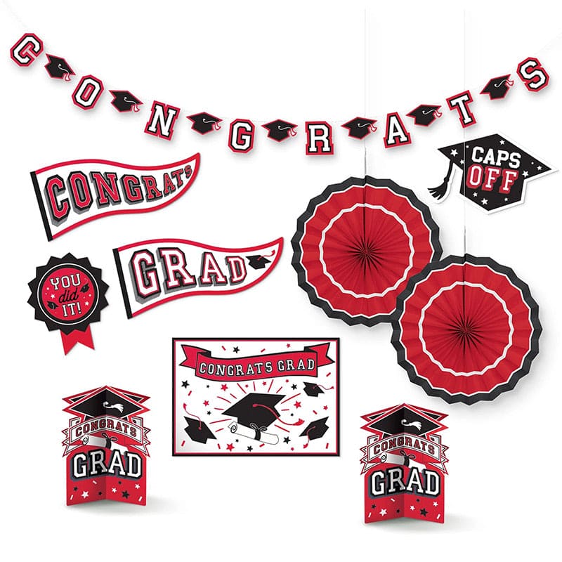 Grad Room Decorating Kit Red 10ct