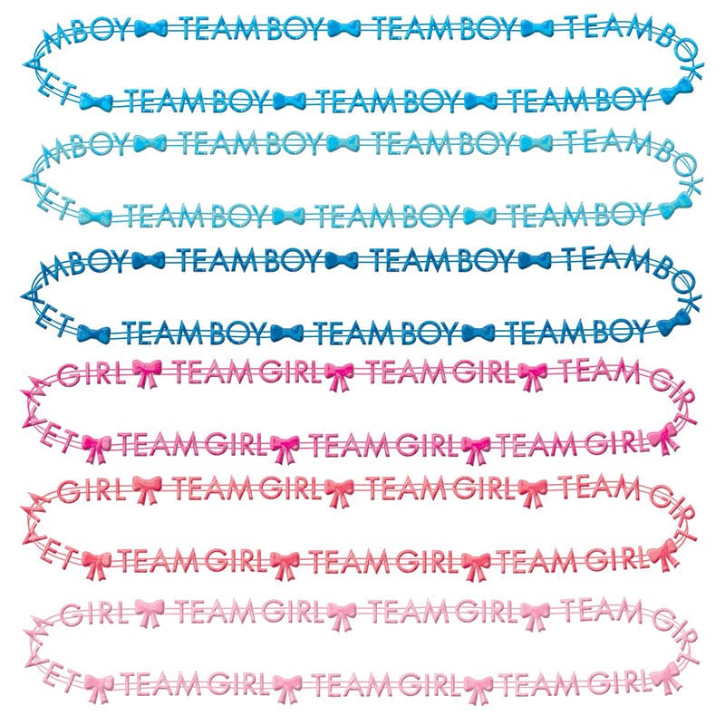 Gender Reveal Team Boy/Team Girl 30in Bead Necklaces 10 Ct