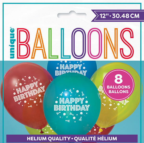 Peppy Birthday Party 12in Printed Balloons 8ct