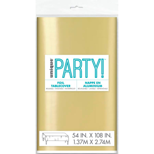 Shiny Gold Foil 54 x 108in Table Cover 1ct