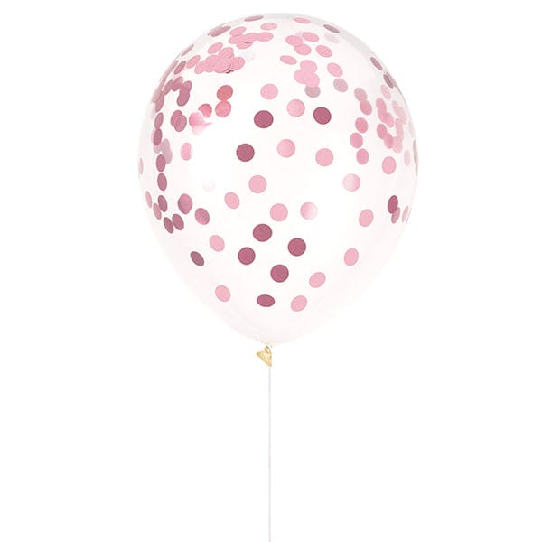 12in Clear Latex Balloon with Light Pink Foil Confetti 6ct