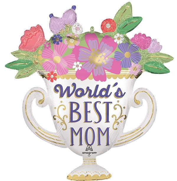 World's Best Mom Trophy 30in Metallic Balloon
