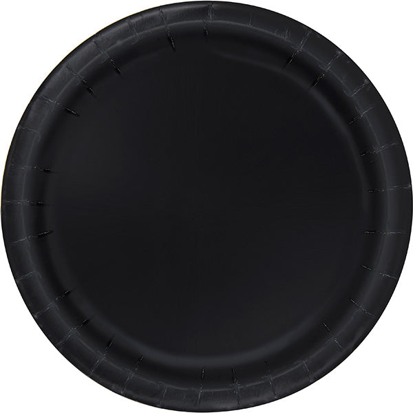 Black 9in Round Dinner Paper Plates 20ct