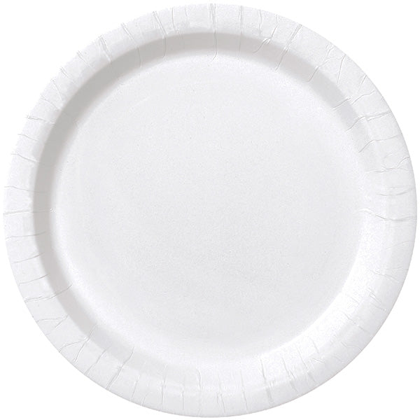 White 9in Round Dinner Paper Plates 20ct