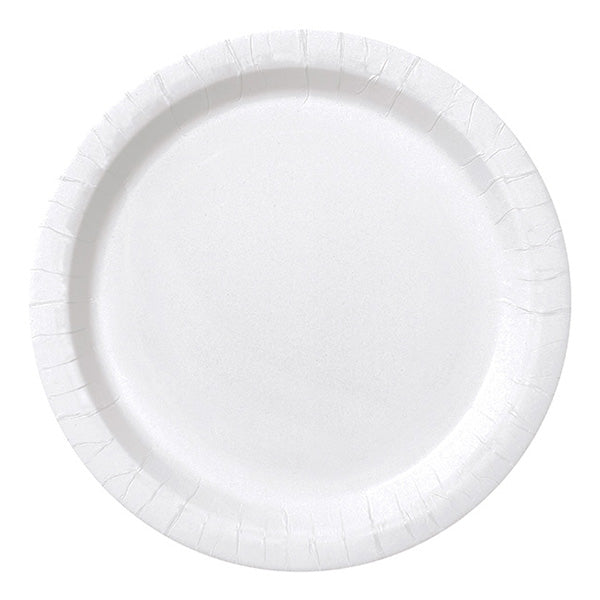 White 9in Round Dinner Paper Plates 20ct