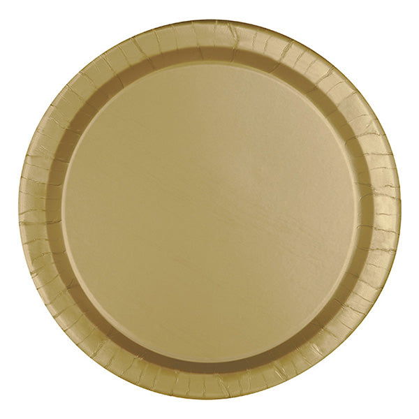 Gold 9in Round Dinner Paper Plates 20ct
