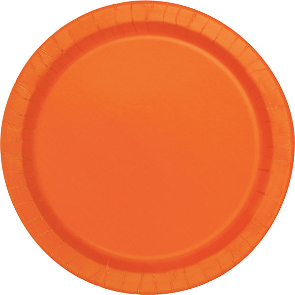 Orange 9in Round Dinner Paper Plates 20ct