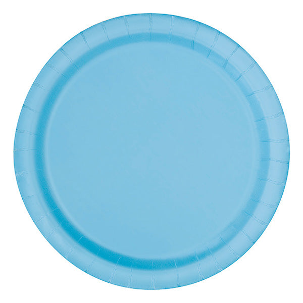 Powder Blue 9in Round Dinner Paper Plates 20ct