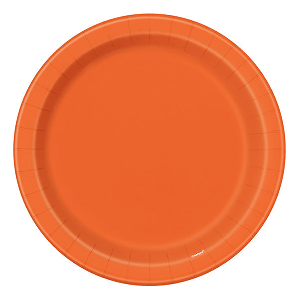 Orange Big Party Pack 9in Round Paper Plates 50ct
