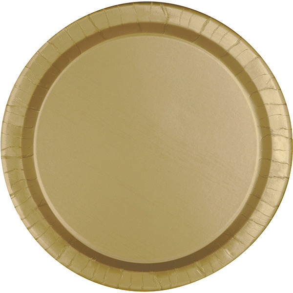 Gold 10.5in Round Banquet Paper Plates 20ct