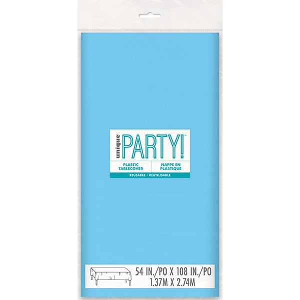 Powder Blue 54 x 108in Plastic Table Cover