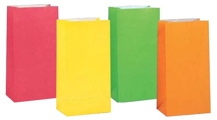 Neon Assorted Paper Party Bags 10ct