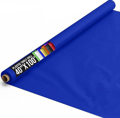 Dark Blue 40in x 100Ft Plastic Table Cover Roll
