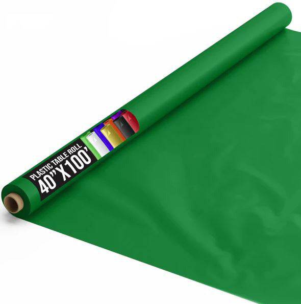 Emerald Green 40in x 100Ft Plastic Table Cover Roll
