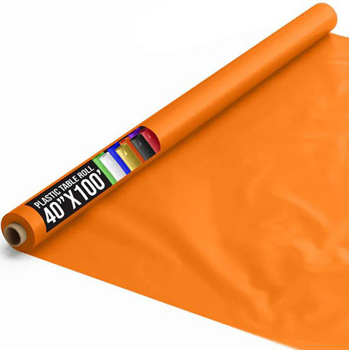 Orange 40in x 100Ft Plastic Table Cover Roll