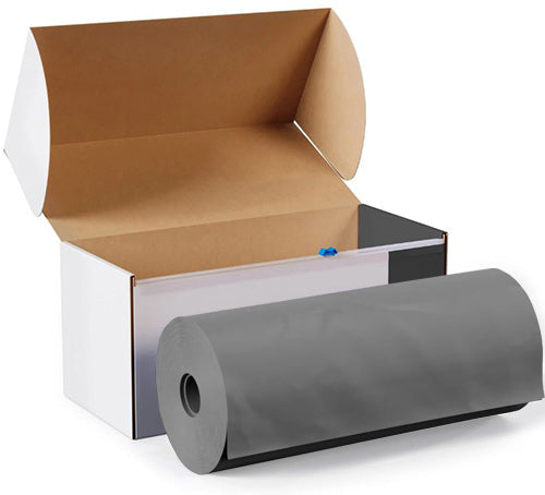 Silver - 54in x 100ft Boxed Plastic Table Roll