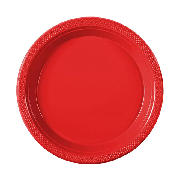 Red Big Party Pack 7in Round Lunch Plastic Plates 50ct