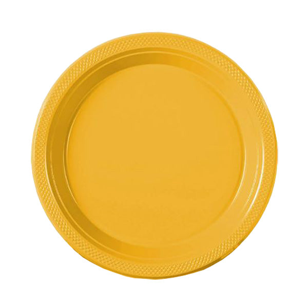 Yellow Big Party Pack 7in Round Lunch Plastic Plates 50ct