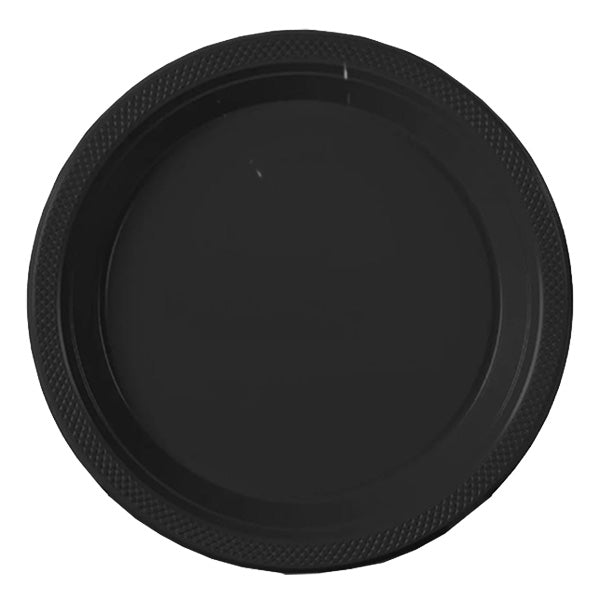 Black Big Party Pack 9in Round Dinner Plastic Plates 50ct