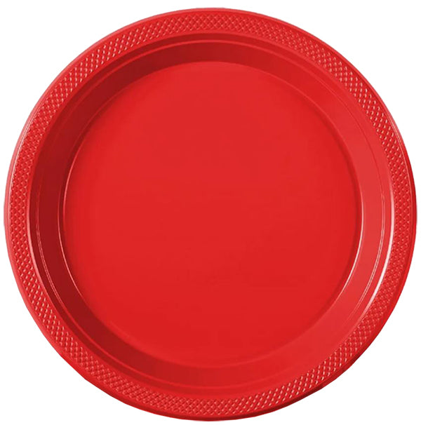 Red Big Party Pack 9in Round Dinner Plastic Plates 50ct