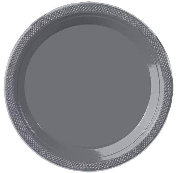 Silver Big Party Pack 9in Round Dinner Plastic Plates 50ct