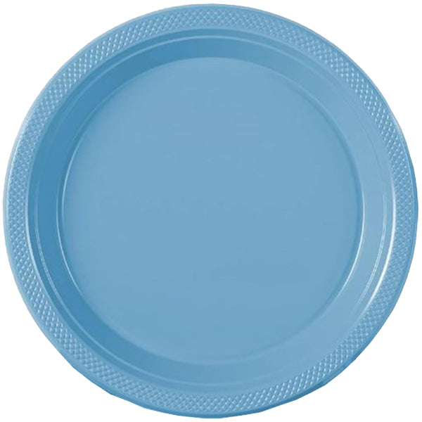 Light Blue Party Pack 10in Round Banquet Plastic Plates 50ct