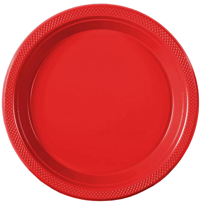 Red Big Party Pack 10in Round Banquet Plastic Plates 50ct